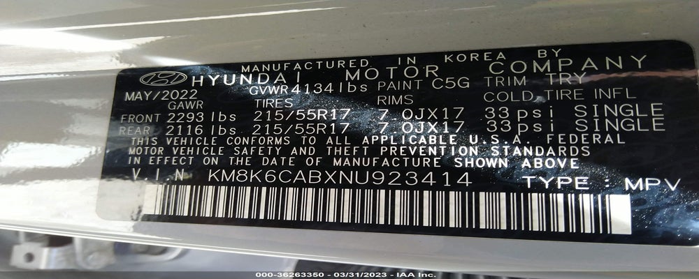 KM8K6CABXNU923414 2022 HYUNDAI KONA photo no. 9