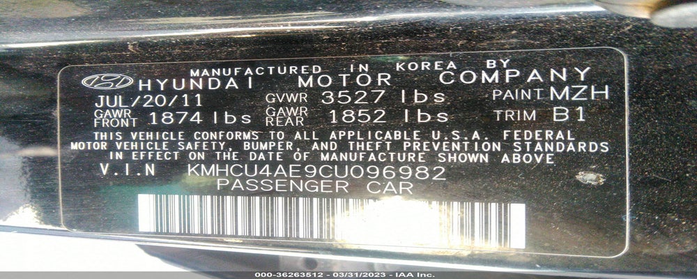 KMHCU4AE9CU096982 2012 HYUNDAI ACCENT photo no. 9