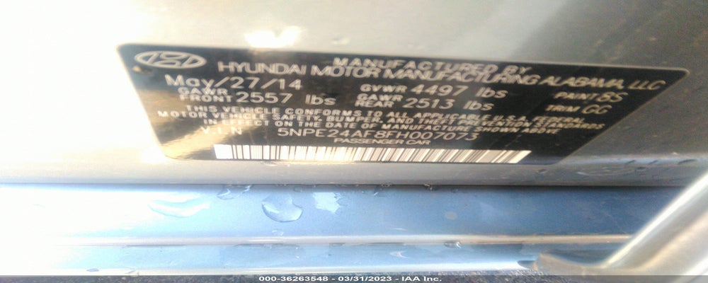 5NPE24AF8FH007073 2015 HYUNDAI SONATA photo no. 9