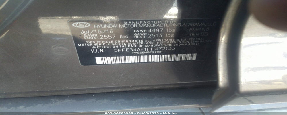 5NPE34AF1HH472133 2017 HYUNDAI SONATA photo no. 9