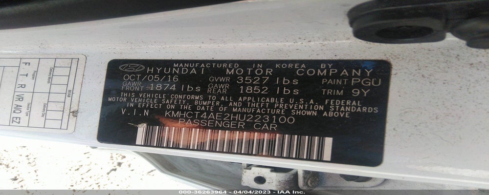 KMHCT4AE2HU223100 2017 HYUNDAI ACCENT photo no. 9
