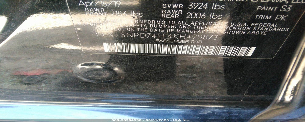 5NPD74LF4KH490873 2019 HYUNDAI ELANTRA photo no. 9