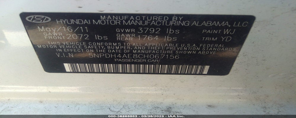 5NPDH4AE8CH067156 2012 HYUNDAI ELANTRA photo no. 9