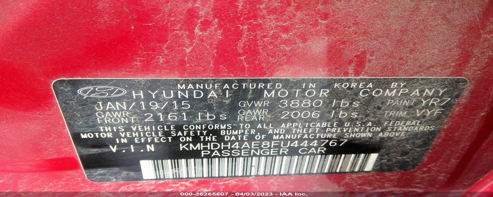 KMHDH4AE8FU444767 2015 HYUNDAI ELANTRA photo no. 9