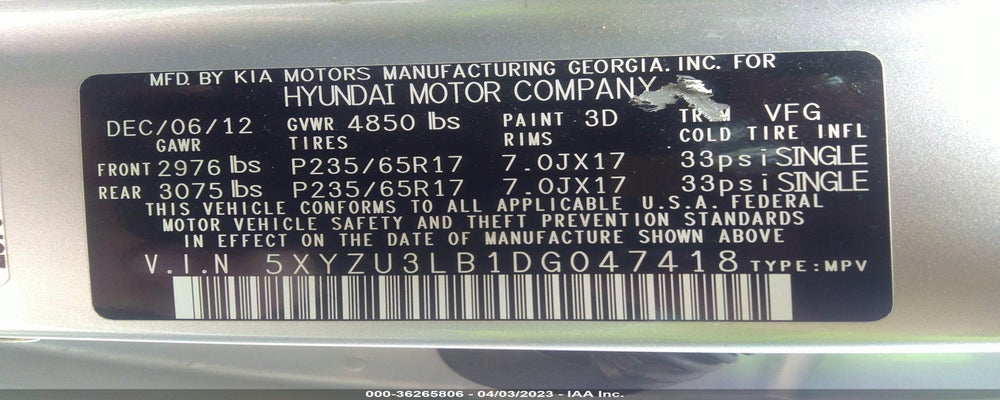 5XYZU3LB1DG047418 2013 HYUNDAI SANTA FE SPORT photo no. 9