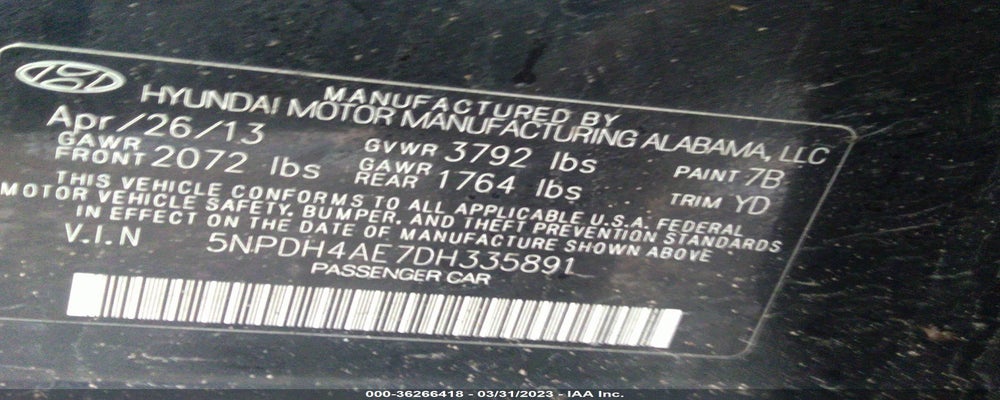 5NPDH4AE7DH335891 2013 HYUNDAI ELANTRA photo no. 9
