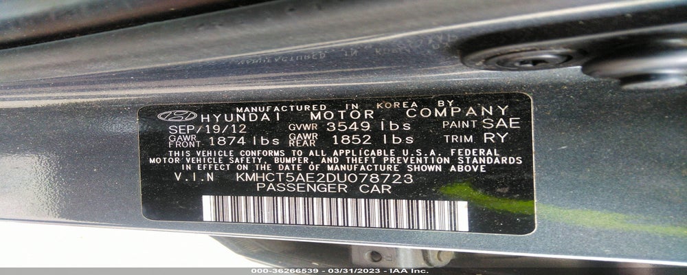 KMHCT5AE2DU078723 2013 HYUNDAI ACCENT photo no. 9