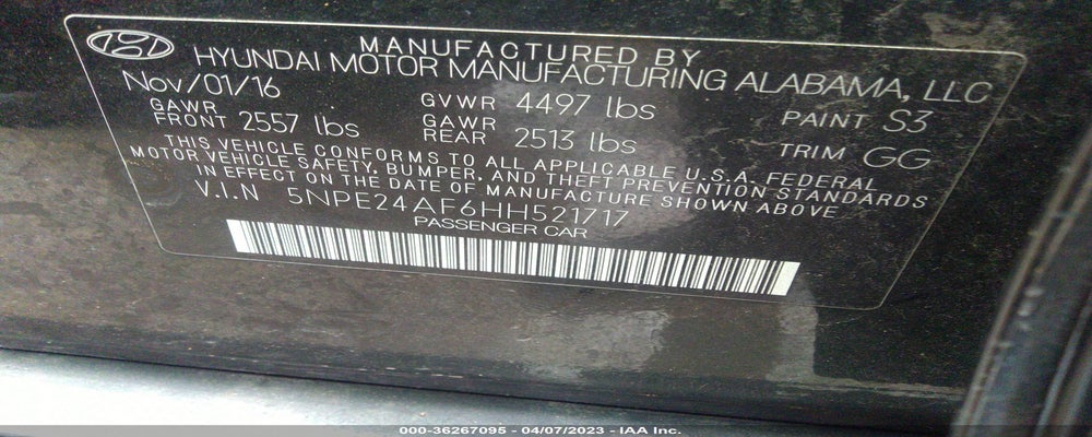 5NPE24AF6HH521717 2017 HYUNDAI SONATA photo no. 9