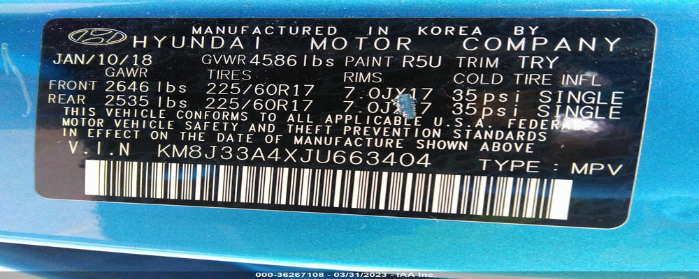 KM8J33A4XJU663404 2018 HYUNDAI TUCSON photo no. 9