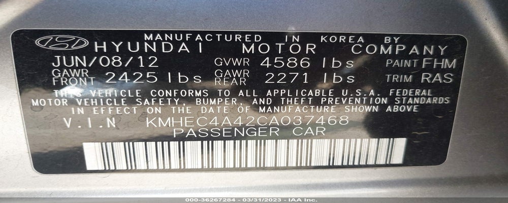 KMHEC4A42CA037468 2012 HYUNDAI SONATA photo no. 9