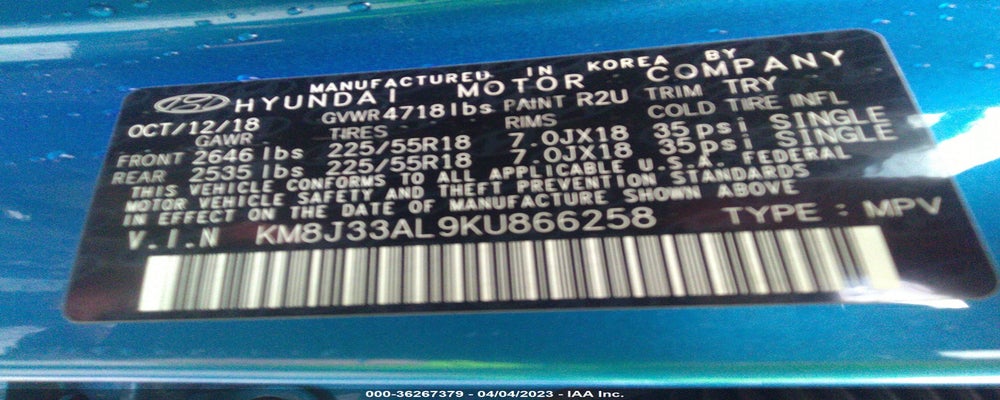 KM8J33AL9KU866258 2019 HYUNDAI TUCSON photo no. 9