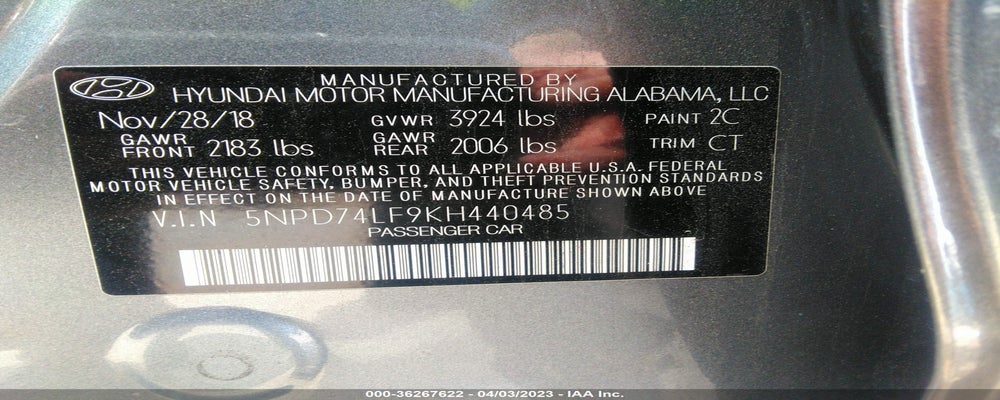 5NPD74LF9KH440485 2019 HYUNDAI ELANTRA photo no. 9