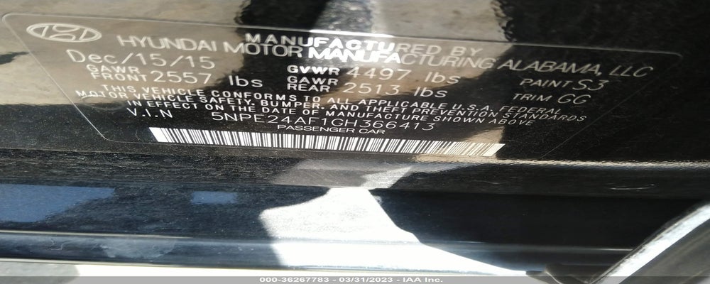 5NPE24AF1GH366413 2016 HYUNDAI SONATA photo no. 9