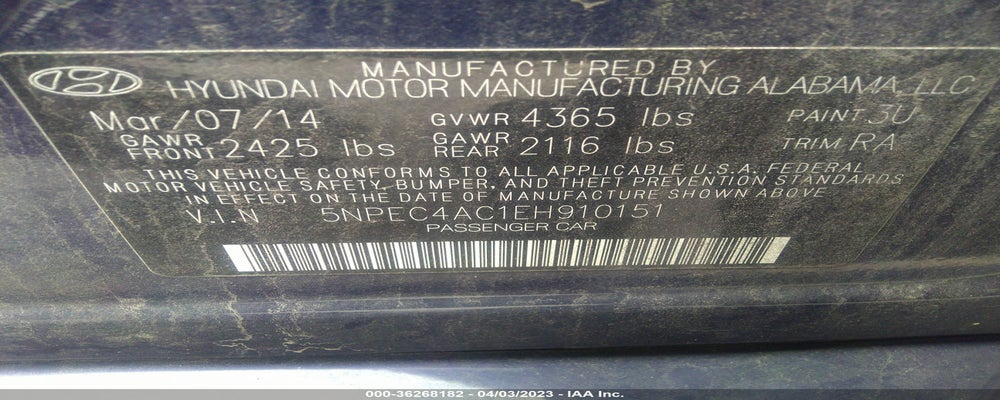 5NPEC4AC1EH910151 2014 HYUNDAI SONATA photo no. 9