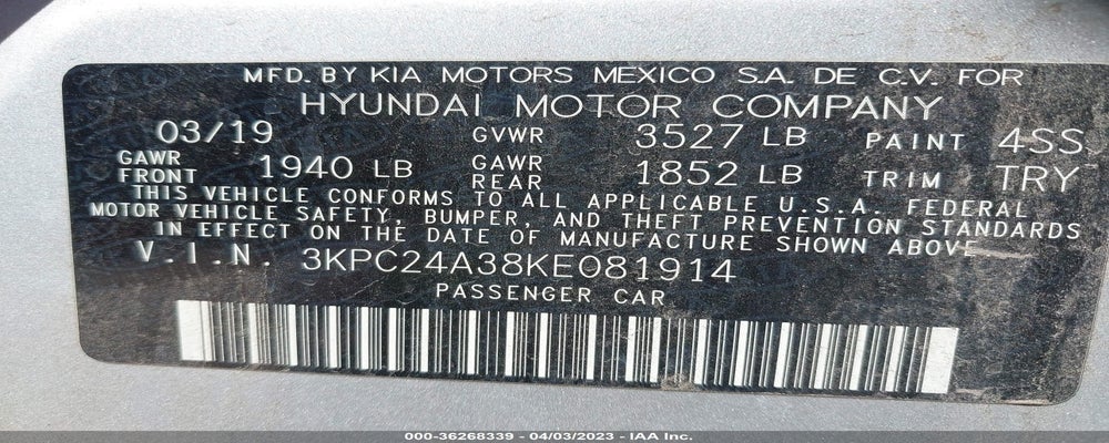 3KPC24A38KE081914 2019 HYUNDAI ACCENT photo no. 9