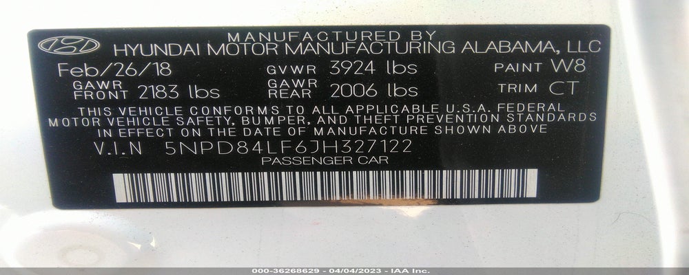 5NPD84LF6JH327122 2018 HYUNDAI ELANTRA photo no. 9