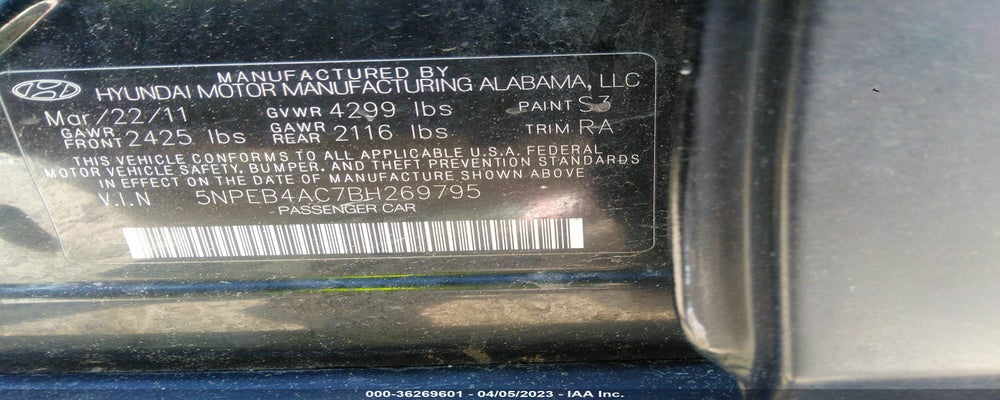5NPEB4AC7BH269795 2011 HYUNDAI SONATA photo no. 9