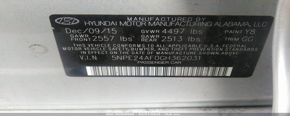 5NPE24AF0GH362031 2016 HYUNDAI SONATA photo no. 9