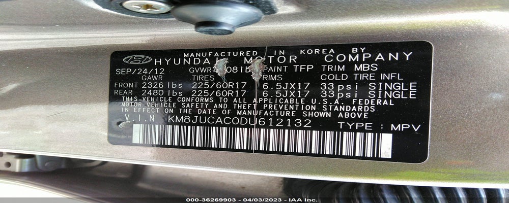 KM8JUCAC0DU612132 2013 HYUNDAI TUCSON photo no. 9