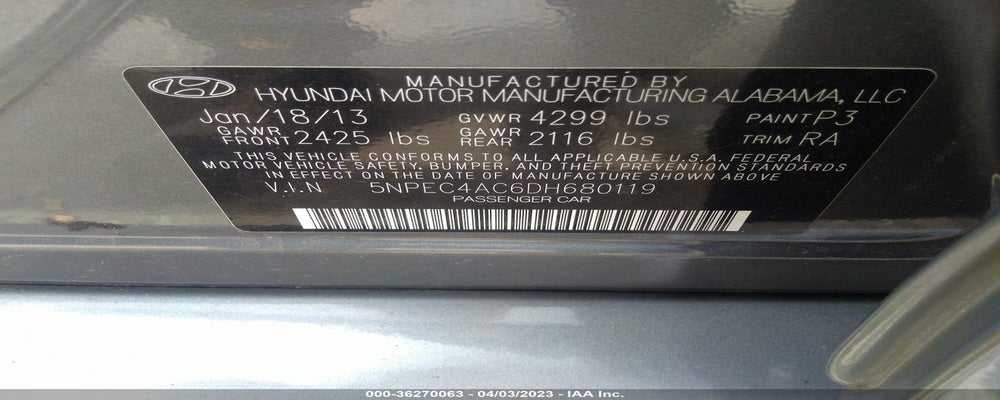 5NPEC4AC6DH680119 2013 HYUNDAI SONATA photo no. 9