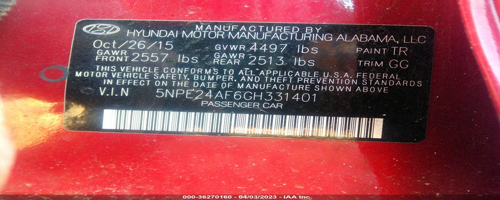 5NPE24AF6GH331401 2016 HYUNDAI SONATA photo no. 9