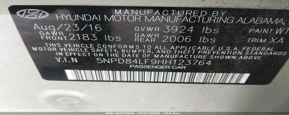 5NPD84LF9HH123764 2017 HYUNDAI ELANTRA photo no. 9