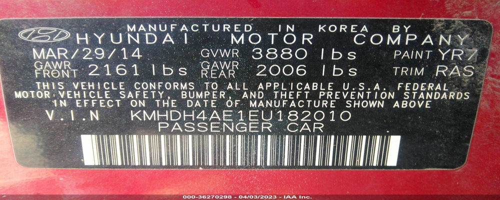 KMHDH4AE1EU182010 2014 HYUNDAI ELANTRA photo no. 9