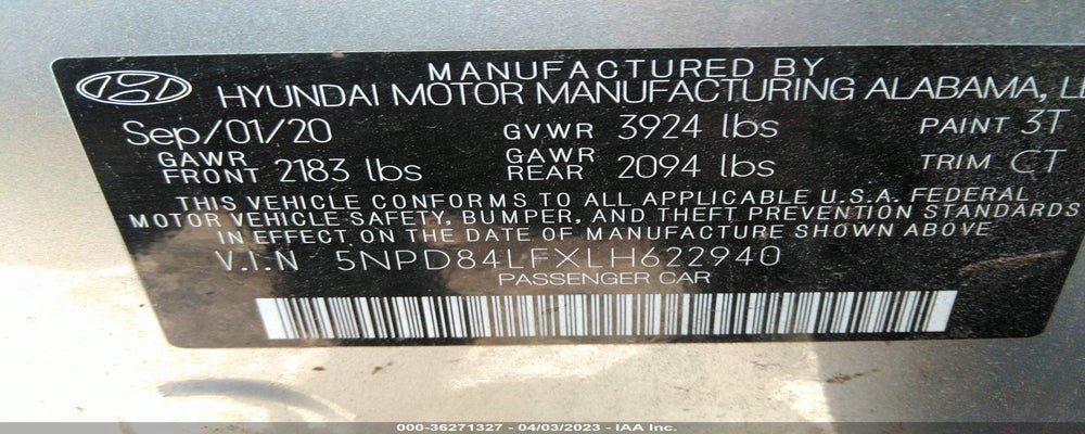 5NPD84LFXLH622940 2020 HYUNDAI ELANTRA photo no. 9