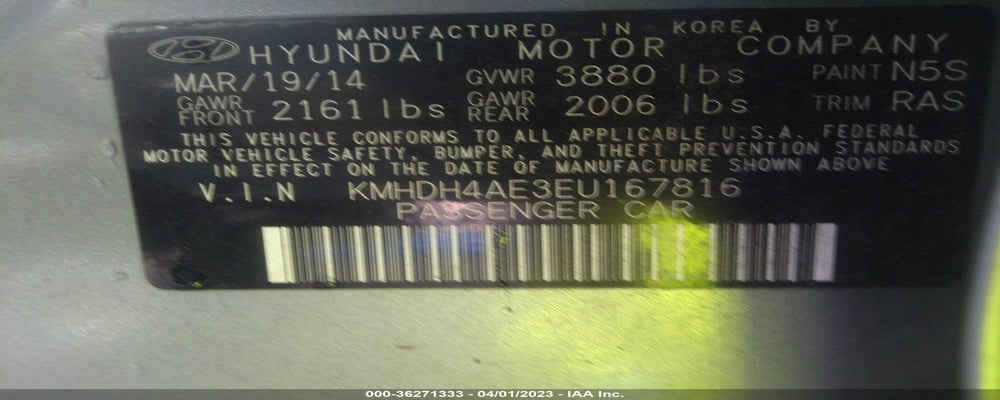 KMHDH4AE3EU167816 2014 HYUNDAI ELANTRA photo no. 9