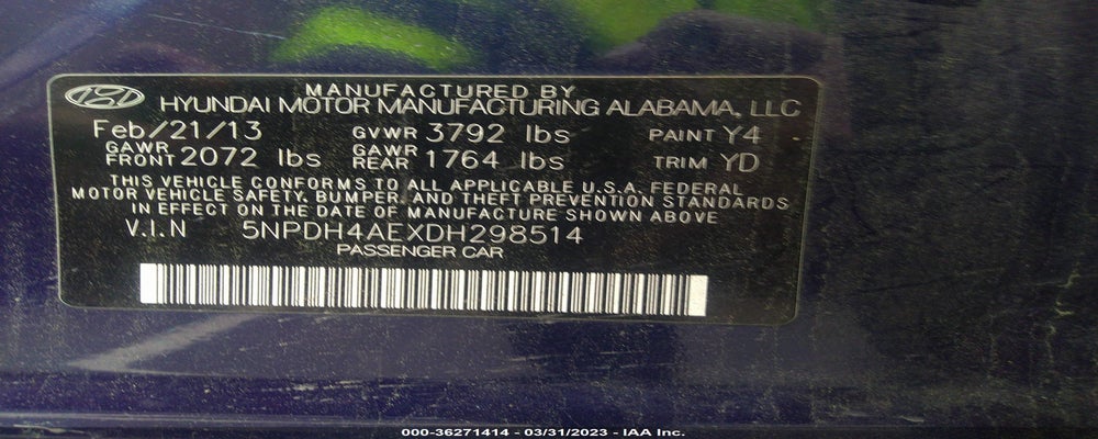 5NPDH4AEXDH298514 2013 HYUNDAI ELANTRA photo no. 9
