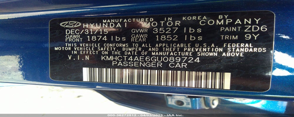 KMHCT4AE6GU089724 2016 HYUNDAI ACCENT photo no. 9