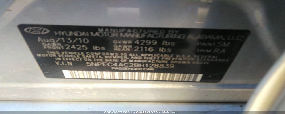 5NPEC4AC2BH128839 2011 HYUNDAI SONATA photo no. 9