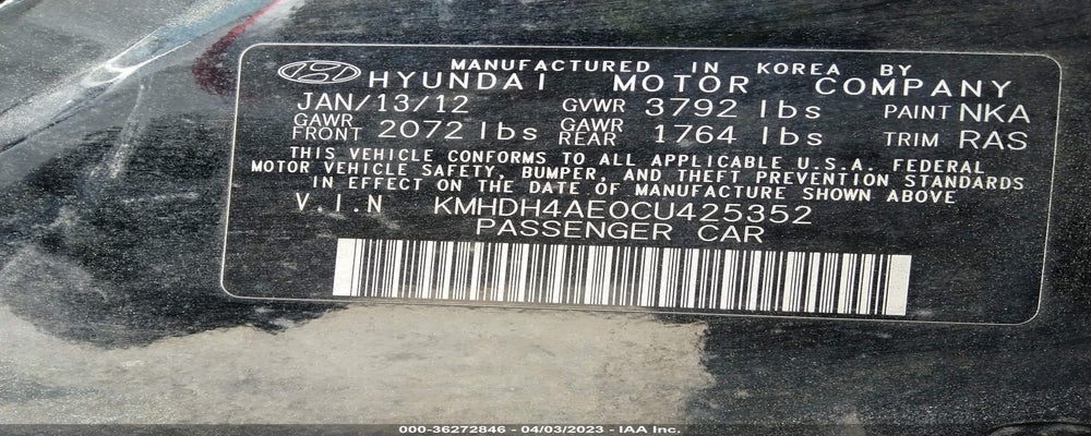 KMHDH4AE0CU425352 2012 HYUNDAI ELANTRA photo no. 9