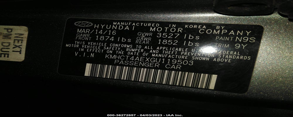 KMHCT4AEXGU119503 2016 HYUNDAI ACCENT photo no. 9