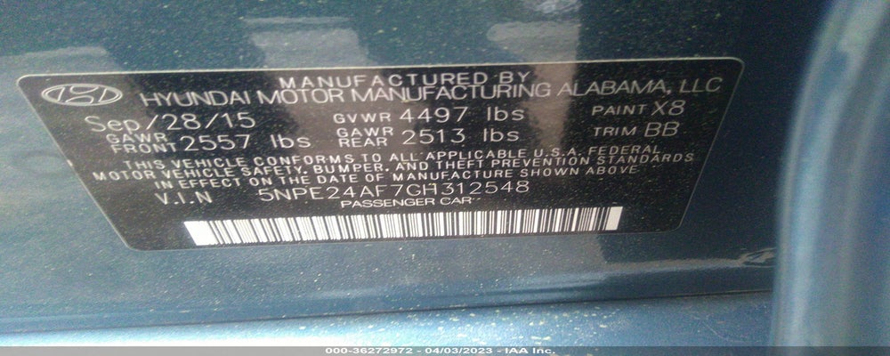 5NPE24AF7GH312548 2016 HYUNDAI SONATA photo no. 9