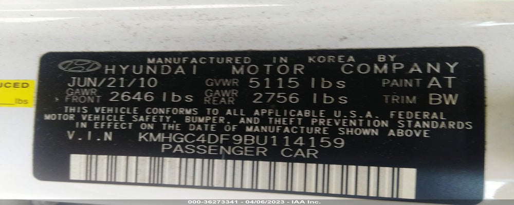 KMHGC4DF9BU114159 2011 HYUNDAI GENESIS photo no. 9