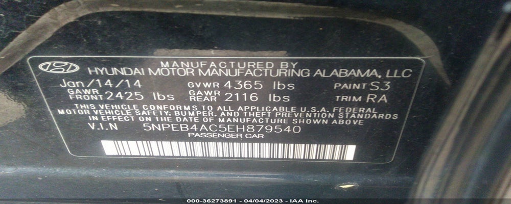 5NPEB4AC5EH879540 2014 HYUNDAI SONATA photo no. 9