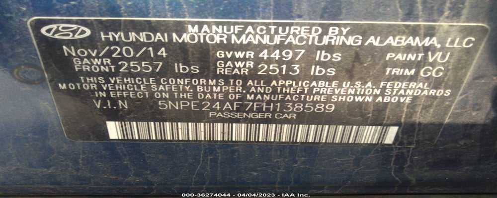 5NPE24AF7FH138589 2015 HYUNDAI SONATA photo no. 9