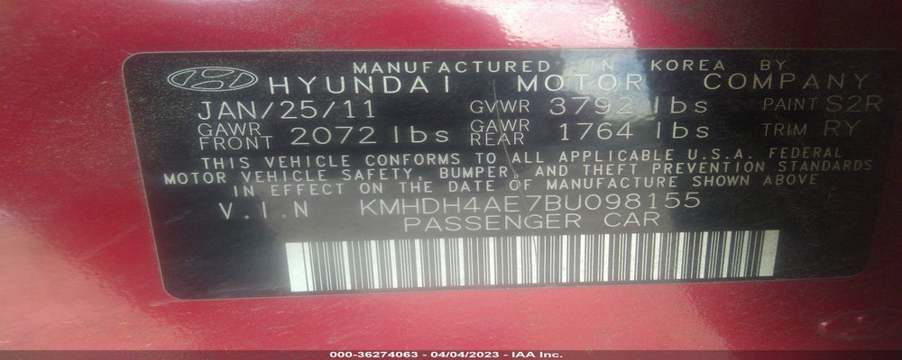 KMHDH4AE7BU098155 2011 HYUNDAI ELANTRA photo no. 9