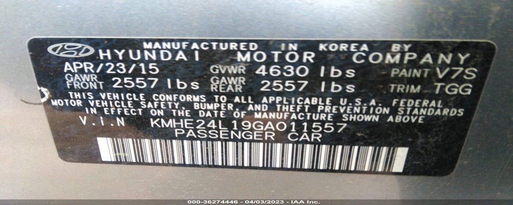 KMHE24L19GA011557 2016 HYUNDAI SONATA HYBRID photo no. 9