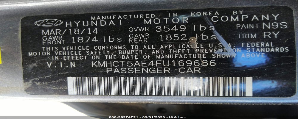 KMHCT5AE4EU169686 2014 HYUNDAI ACCENT photo no. 9