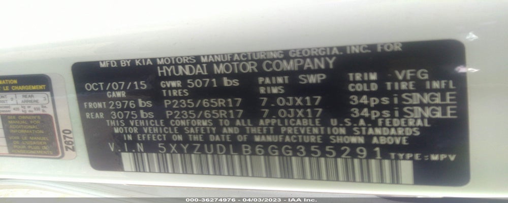 5XYZUDLB6GG355291 2016 HYUNDAI SANTA FE SPORT photo no. 9