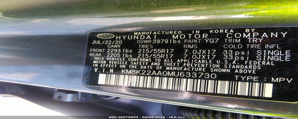 KM8K22AA0MU633730 2021 HYUNDAI KONA photo no. 9