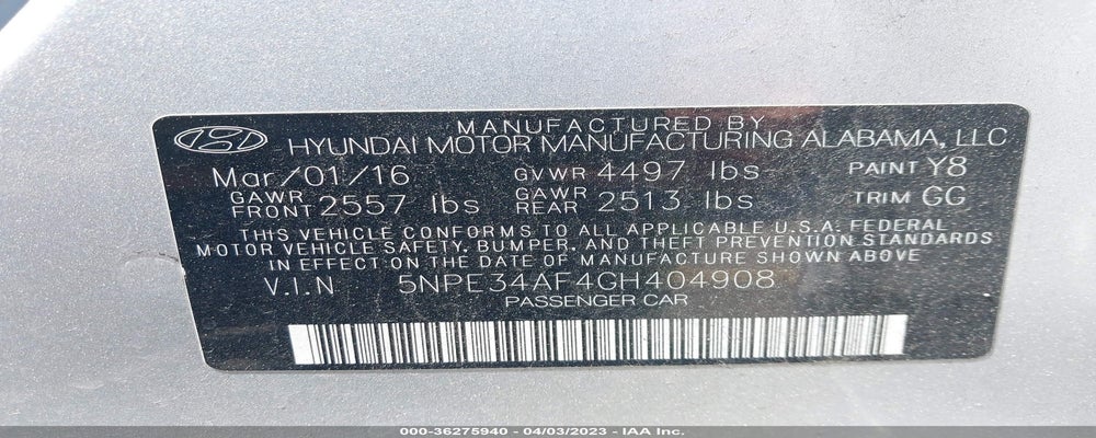 5NPE34AF4GH404908 2016 HYUNDAI SONATA photo no. 9