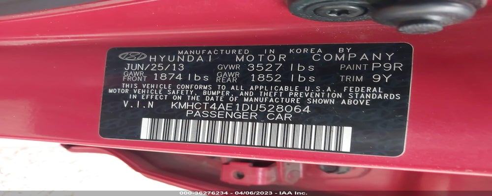 KMHCT4AE1DU528064 2013 HYUNDAI ACCENT photo no. 9