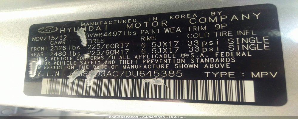 KM8JU3AC7DU645385 2013 HYUNDAI TUCSON photo no. 9