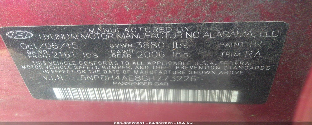 5NPDH4AE8GH773226 2016 HYUNDAI ELANTRA photo no. 9