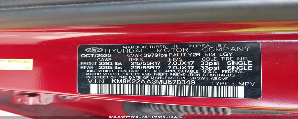 KM8K22AA3MU670349 2021 HYUNDAI KONA photo no. 9