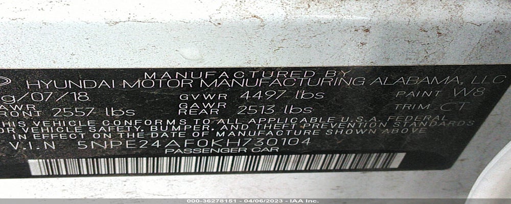 5NPE24AF0KH730104 2019 HYUNDAI SONATA photo no. 9