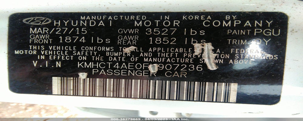 KMHCT4AE0FU907236 2015 HYUNDAI ACCENT photo no. 9
